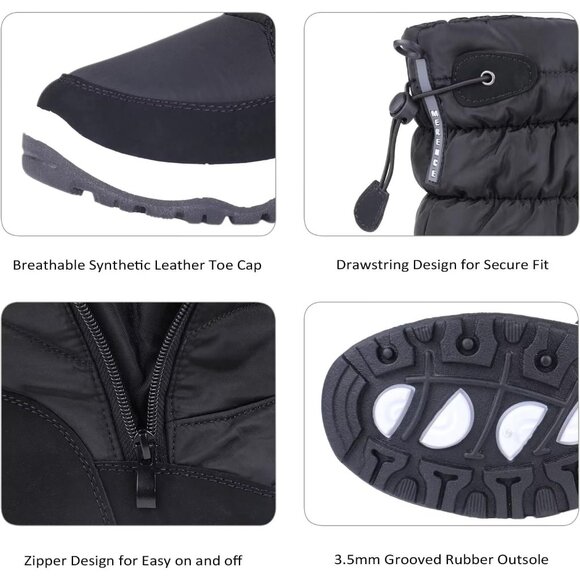 Women's Waterproof Winter Snow Boots Warm Faux Fur Lined Anti-Slip Cold Weather - Picture 5 of 6